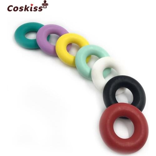 Dunut Shaped Sensory Baby Teether Toy DIY Silicone Bead Teether Chew Jewelry 46mm(1.81") New Mom Necklace Safe Eco Silicone Ball