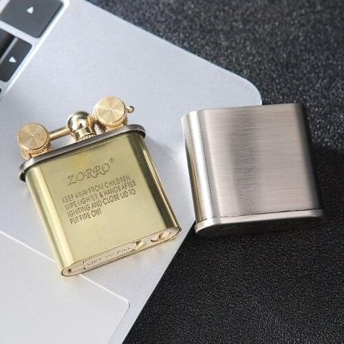 Zorro Pure Copper Kerosene Wheel Lifting Arm Light Lift Ignition Plug Copper Movement Lighter