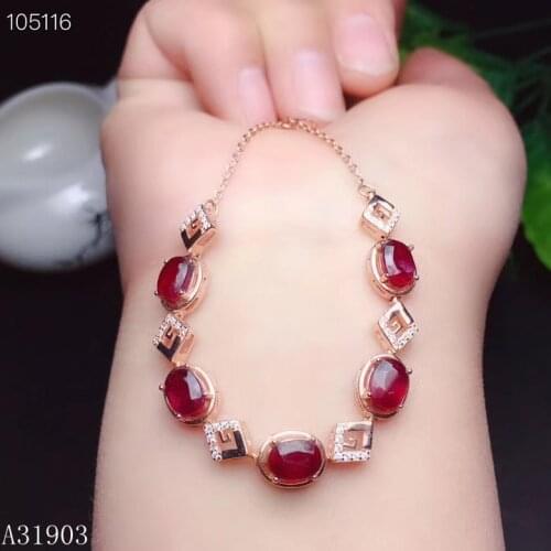 KJJEAXCMY boutique jewelry 925 sterling silver inlaid natural ruby female bracelet support detection
