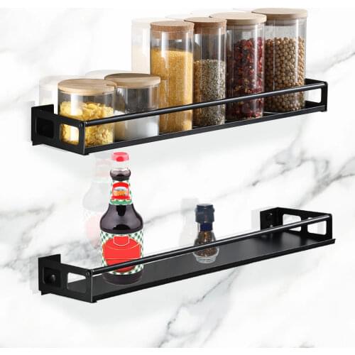 Kitchen Shelf Organizer Wall Mounted Bracket Storage Rack Stainless Steel Spice Jar Rack Cabinet Shelf Supplies Bathroom Rack
