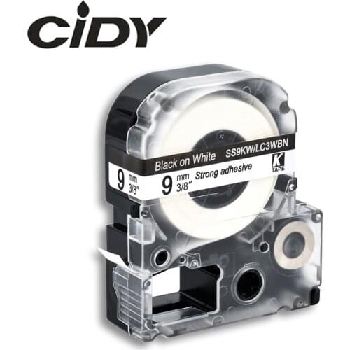 CIDY 1pcs 9MM Black on White SS9KW/LC-3WBN LC-3WBN9 LC 3WBN tape for kingjim/epson for LW300 LW400 with factory price