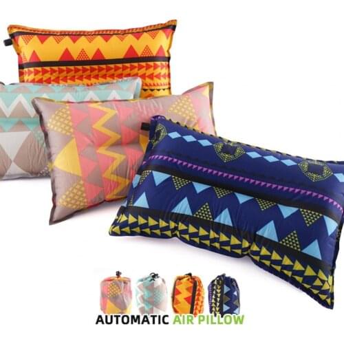 40%HOT Automatic Inflatable Pillow Fordable Sponge Adjustable Air Cushion for Camping