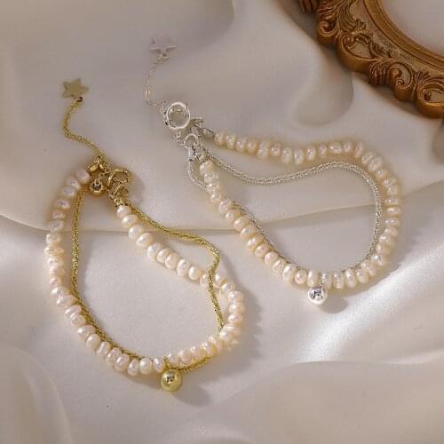 Minar Elegant Natural Freshwater Pearl Charm Bracelet for Women Bling Bling Gold Chains Star Ball Chic Bracelets Accessories