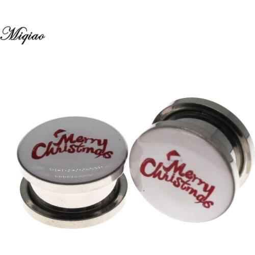 Miqiao 2pcs Personality Stainless Steel Letter Ear Expanding Thread Tunnel Ear Gauge Piercing Jewelry