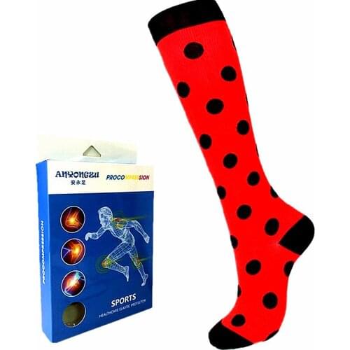 AYUAN Wave Point Printing Multi-function Men Women Knee-high Socks Professional Prevent Varicose Medical Compression Socks