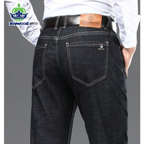 Mens Jeans Business Straight Casual Denim Pants Classic Brand Spring Autumn Cotton Trousers Male Large size 35 40 42 44 46