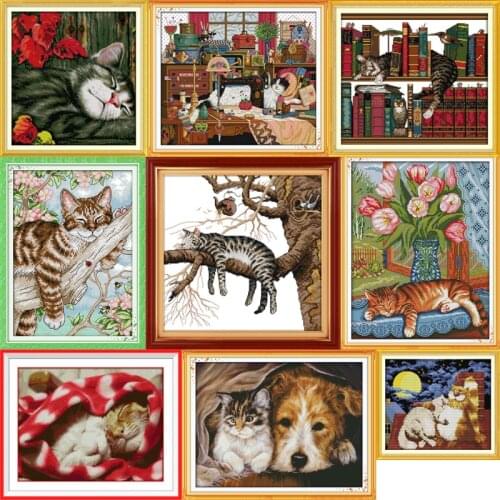 Oneroom cross-stitch kit cross stitch set All kinds of cute mischievous cats cross stitch kits handcraft make embroidery
