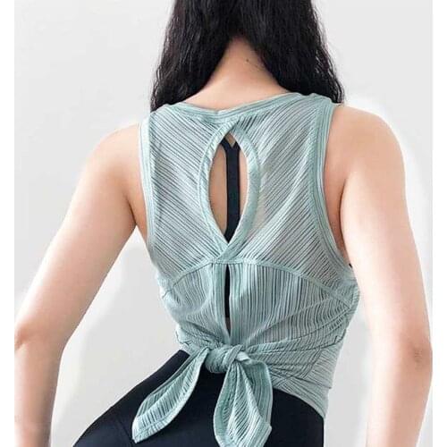 Yoga Clothing Top Loose Mesh Yarn Sleeveless T-Shirt Fitness Vest Womens Sports Breathable Split Running Quick-Drying Blouse