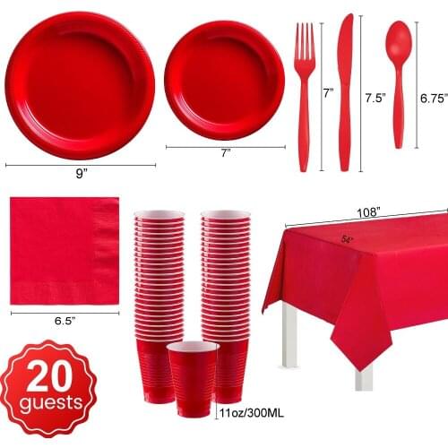 Wedding Party Red Color Party Disposable Party Tableware Cup for Anniversaire Birthday Party Decorations Adult Supplies