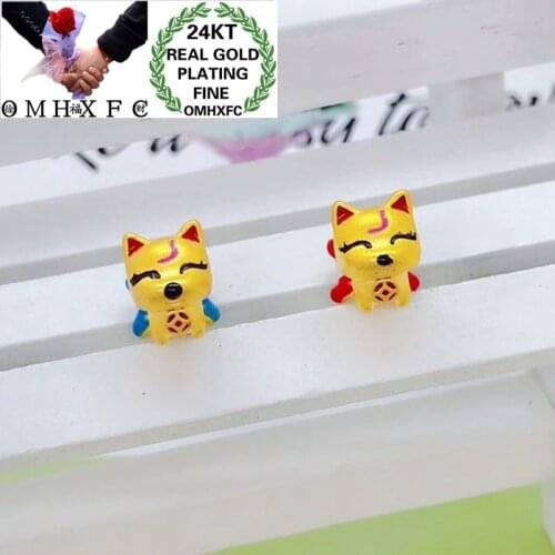 OMHXFC Wholesale YM159 European Fashion Fine Woman Man Party Birthday Wedding Gift Fox DIY Accessories 24KT Gold Pendant Charm