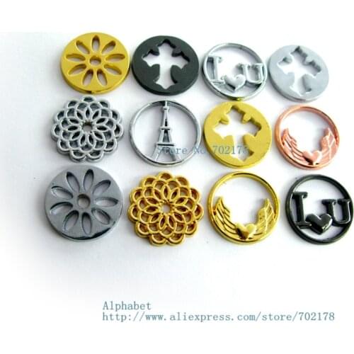Wholesale 5pcs floating plates gold/rose gold/silver/black color 22mm fit 30mm Floating Locket as friend sister grandma gift