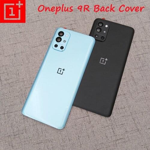 Original Oneplus 9R LE2101 Back Glass Housing Cover Rear Door Battery Replacement Case For One Plus 1+ 9R With Camera Lens Frame