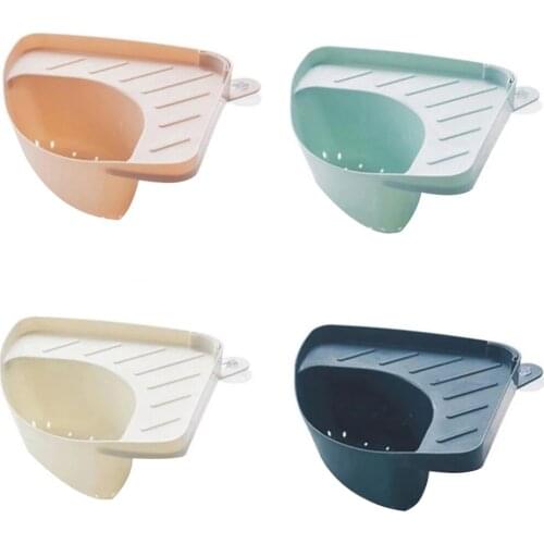 Kitchen Plastic Triangle Drain Basket Multifunctional Sink Drain Basket Suction Cup Type Vegetable And Fruit Drain Basket