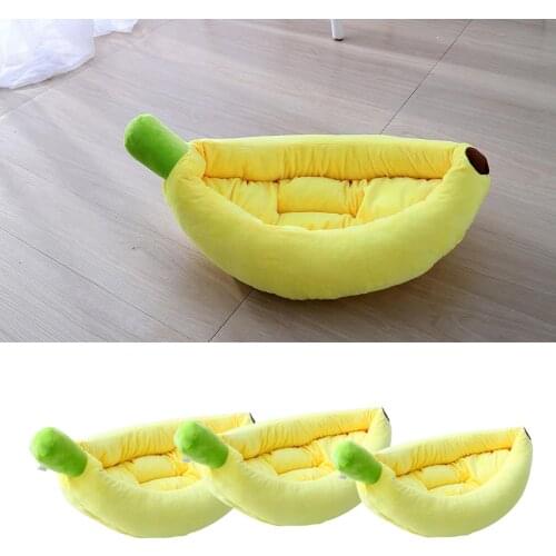 Cat and Dog Cushion Bed, Plush Pet Banana Boat Nesting House Sofa Couch Pet Bed