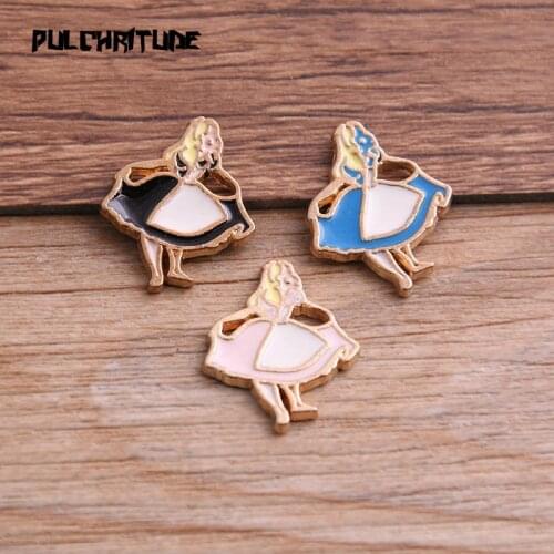 6pcs 16*20mm Two Color Alloy Metal Drop Oil Beauty Charms Pendant For DIY Bracelet Necklace Jewelry Making
