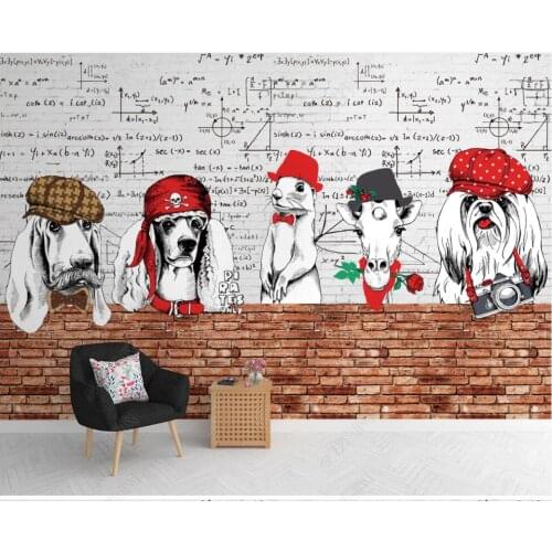 Custom photo mural 3d wallpaper Mathematics pattern cute dog home decor in the living room wallpaper for walls 3 d