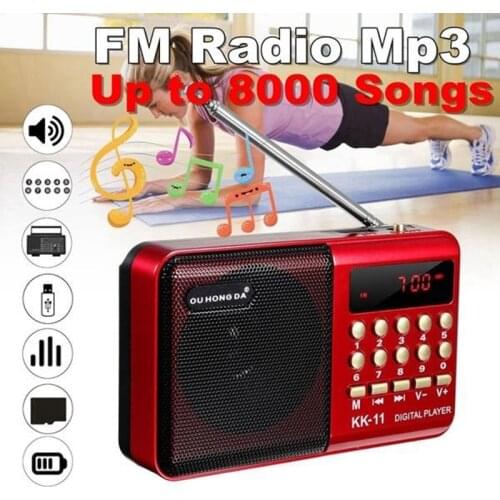 Portable K11 FM Rechargeable Mini Radio Handheld Digital FM USB TF MP3 Player Speaker with Telescopic Antenna