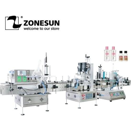 ZONESUN Automatic Desktop Filling Capping And Round Bottle Labeling Machine Water Juice Eye Drop 4 Heads Production Line