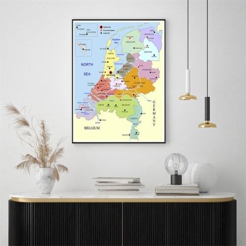 A1 Size The Netherland Map In Dutch Wall Art Poster Decorative Canvas Painting School Supplies Living Room Home Decoration