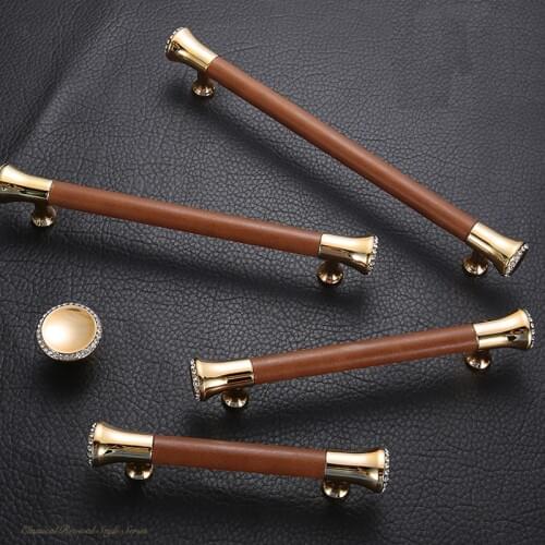 Retro European Brown Leather Handle Cabinet Drawer Furniture Handles And Knobs Hardwar Wine Cupboard Pulls Gold Wardrobe Handles