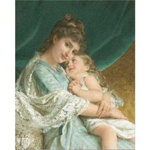 Beautiful Mother Girl Needlework,High Quality Cross stitch,14CT Unprinted Embroidery kits Art Cross-Stitching,DIY Handmade Decor