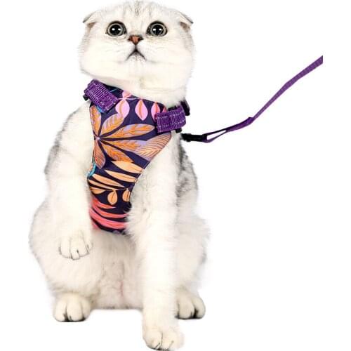 Mesh Nylon Adjustable Cat Harness Reflective Kitten Dog Vest Harnesses Small Dogs Cats Belt Kitten Harness For Cats Traction Pet