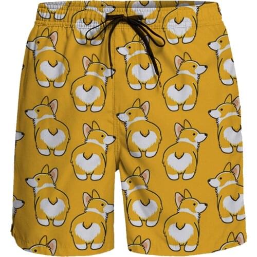 Casual Shorts Corgi Butts Cartoon Short Pants Breathable Quick Dry Beach Pants Running Sports Shorts Men Board Shorts