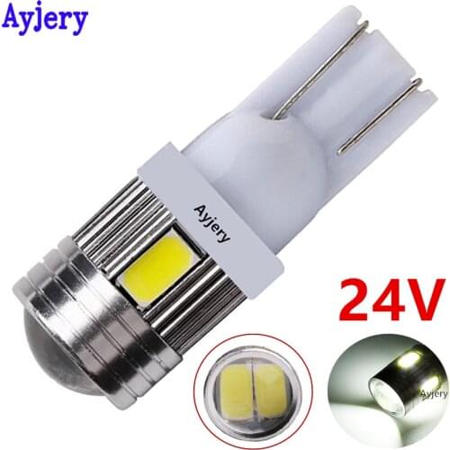 Truck 24V 4-30PCS T10 194 168 W5W LED Light Bulb 5630 5730 6 SMD Lens LED White Width Lights Clearance Light License Plate Lamp