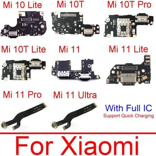 Usb Charger Jack Board For Xiaomi Mi 10 11 Lite Pro 10T Pro 5G Mi 11 Ultra Charging Port Dock Board Flex Cable Replacement Parts
