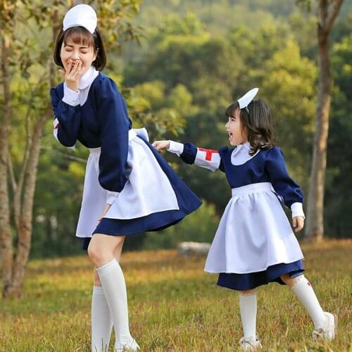 Blue Cute Lolita Nurse Maid Dress Cosplay Costume Suit for Girls Woman Waitress Maid Party Stage Fancy Dress