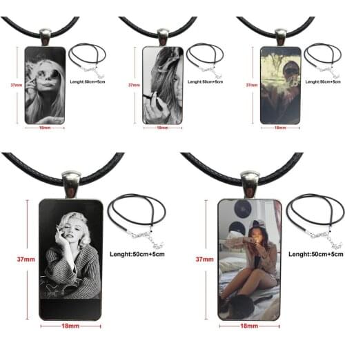 Weed Smoke Sexy Girls For Girls Gifts Fashion Glass Cabochon Pendant Necklace Women Steel Color Choker Rectangle Necklace