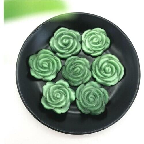 1PC Dark Green Cat Eye Rose Flower Shaped Hand Carved Crystal Flowers Healing Decor Natural Stones and Minerals