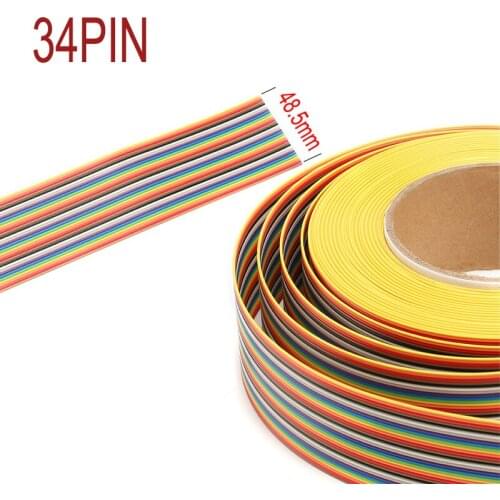 10/5/1M 34 Pin Flat Color Rainbow Ribbon Cable Pitch 1.27mm 34P Wire Rainbow Cable Ribbon Cable 28AWG