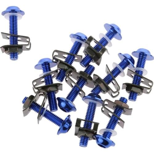 10 Pcs Motorcycle CNC M6 Fairing Bolts Kit Spire Speed Clips Washes Screws Spring Nuts For Yamaha Chopper Honda Suzuki ATV Etc