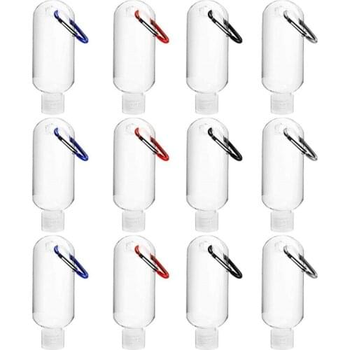 12PCS 50Ml Refillable Travel Bottles Leakproof Empty Travel Containers with Portable Hook for Liquids, Cream