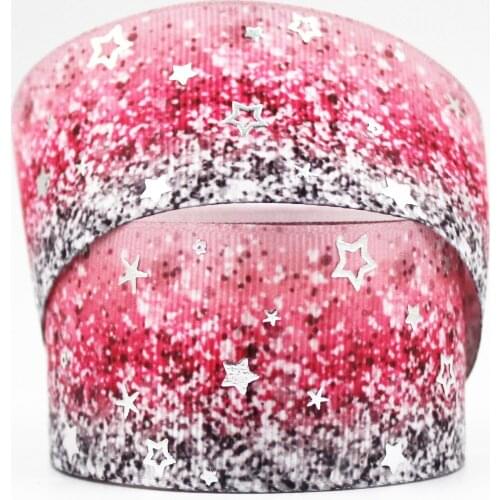 22-75MM Silver Foil Gradient Printed Glowing Star Ribbon Accessory Hairbow Headwear DIY Handmade Hair Bows Accessories