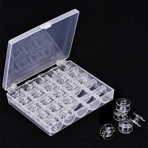 25pcs Bobbins Sewing Machine Plastic Spools with Empty Case for Home Needlework Accessories Sewing Tools
