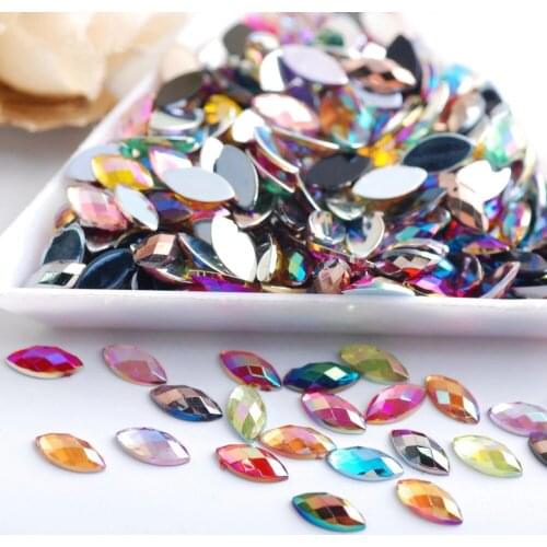 4x8mm 200 pieces Horse Eyes Acrylic AB Rhinestone Flat Back Strass Non Hotfix Stones DIY Dress Clothes Crafts Tips Decoration