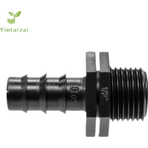 50PCS 1/2" 3/4" Male Thread x 16mm 20mm Barb Adaptor Poly Hose Barbed Connector Micro Irrigation Drip Fittings