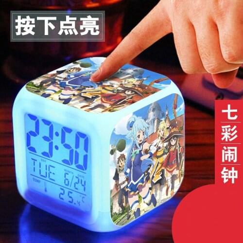 Anime Kono Subarashii Sekai ni Shukufuku o! Seven Color Change Glowing Alarm Clock