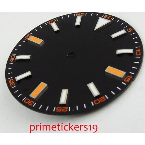 30.8mm BLIGER nologo black dial orange marks fit Miyota 82 Mingzhu 2813 movement watch dial