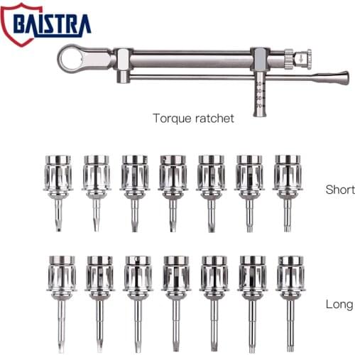 Dental Implant Repair Tool Torque Wrench Ratchet 10-70NCM Drivers Short 8.5mm Long 13.5mm Stainless Steel
