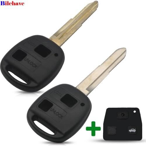Bilchave 10pcs For Toyota Hiace Yaris Fob 2 Buttons Remote Car Key Shell Case With Button Pad Toy41/Hu133r Blade Replacement