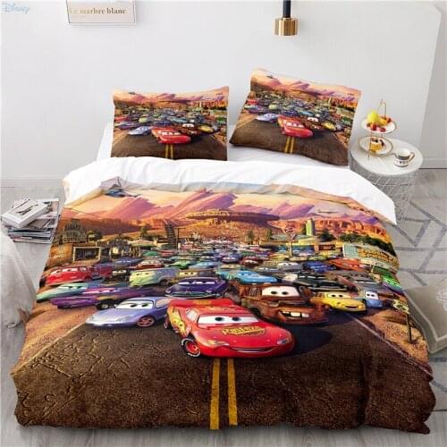 Disney Cars Bedding Set Lightning McQueen 95 Mater Character Printed Duvet Cover Sets with Pillowcase Twin Full Queen King Size