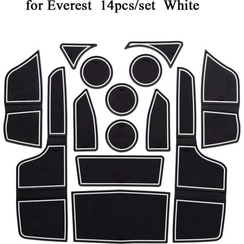 For Everest Car Door Pad Gate Slot Mat Rubber Anti-Slip Cup Holder Mat Cushion Auto Interior Accessories Decoration