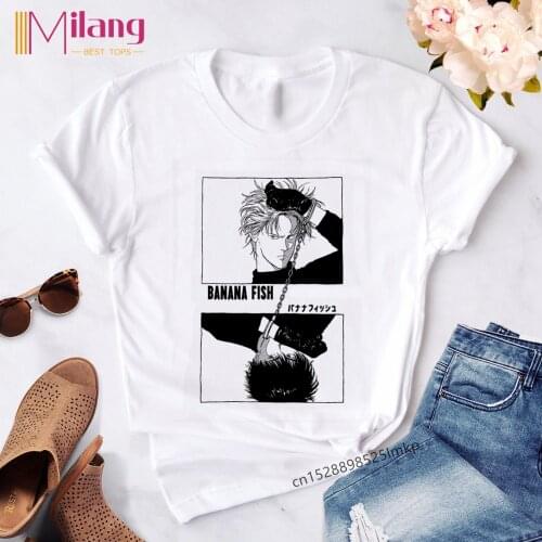 Banana Fish Funny Japan Anime T Shirt Women Manga Unisex Streetwear Casual Short Sleeve Harajuku Tshirt Cartoon Print T-shirt