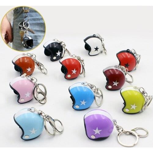 Creative Motorcycle Helmet Keychain Pendant Cute Safety Car Key Chain Toy Key Ring for Kids Women Bag Jewelry Trinket