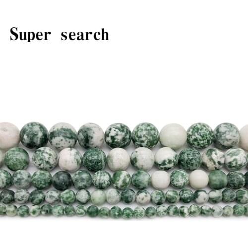 Natural Stone Green Spot Round Loose Beads 15" Strand 4 6 8 10 12MM Pick Size For Jewelry Making