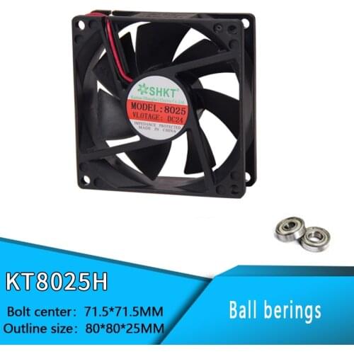 8025 Brushless PC Case CPU Cooler Cooling DC Fan 2 pin 12 V / 24 V Sleeve and Ball Bearing 80mm x 25mm