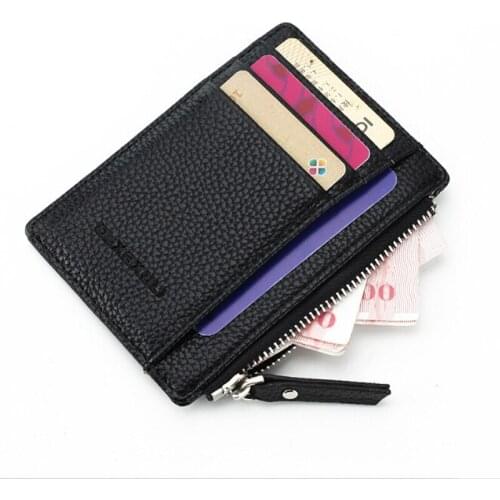 Wallet Mini PU Leather Card Holders Credit Cards Slots Purse Men Carteira Women Zipper Coin Pocket Short Wallet